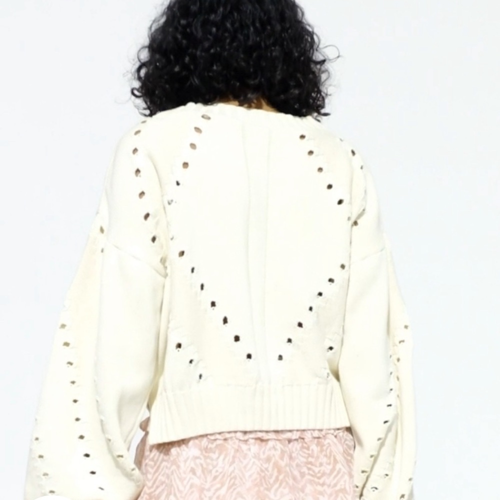Cleobella Delaney NWT cropped puff sleeve organic cotton sweater size L - Picture 4 of 10